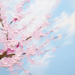 Blossoms of the Horizon: Abstract Symphony of Cherry Blossoms and Sky