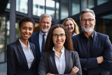 A close-up of a multigenerational business team, with members showcasing their expertise and knowledge in their respective fields Generative AI