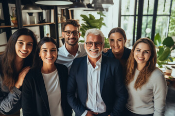 A portrait of a multigenerational business team in a team-building activity, fostering camaraderie and mutual support Generative AI