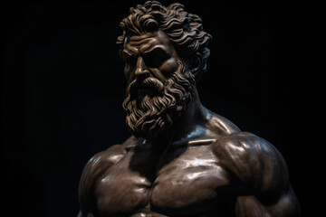 A stoic Greek bearded man bronze  statue Generative Ai