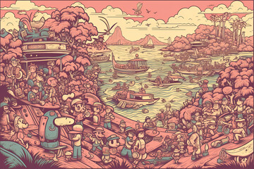 Obraz premium Laid-back Seek and Find: Lo-fi Hidden Object Illustration, ai