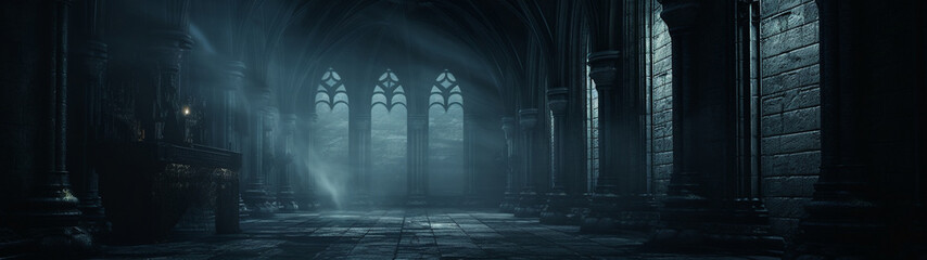 Gloomy Gothic Cathedral. High quality illustration
