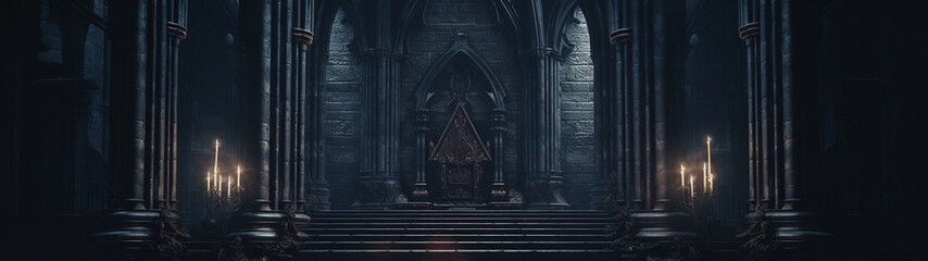 Gloomy Gothic Cathedral. High quality illustration