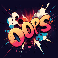  Cloud With Oops Pop Art Message. Vector illustration