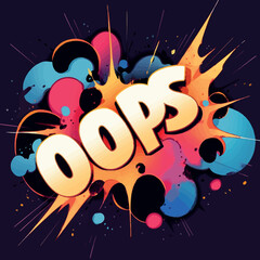  Cloud With Oops Pop Art Message. Vector illustration