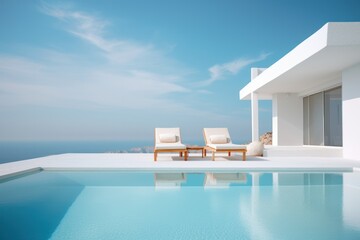 Fototapeta na wymiar Luxury villa with pool. Illustration AI Generative