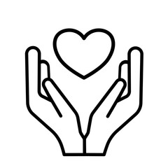Heart in hands - vector icon