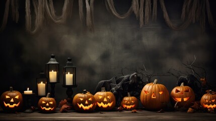 Fototapeta premium Black Halloween background. Illustration AI Generative.