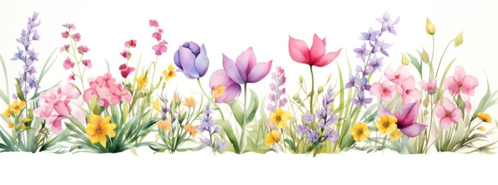 Watercolor floral background. Illustration AI Generative. © ArtCookStudio