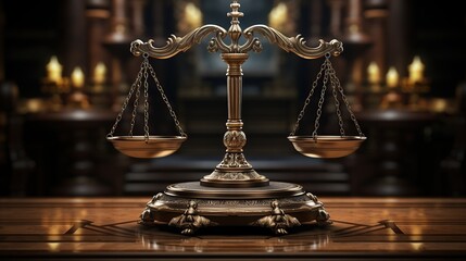 Antique ornate balance scales justice and making decision concept AI, Generative AI, Gene