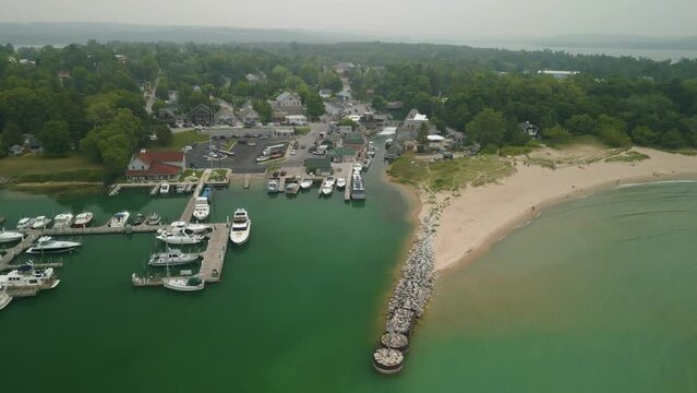Historic Fish Town in Leland Michigan on the coast of Lake Michigan