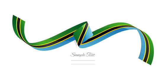 Tanzanian flag ribbon vector illustration. Tanzania flag ribbon on abstract isolated on white color background