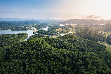 Cherokee Lake, Tennessee. Aerial view of Cherokee Reservoir. - 620325024
