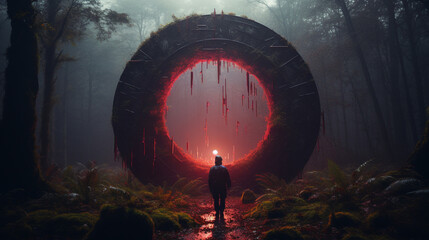 A mysterious portal in a mystical fores. High quality illustration