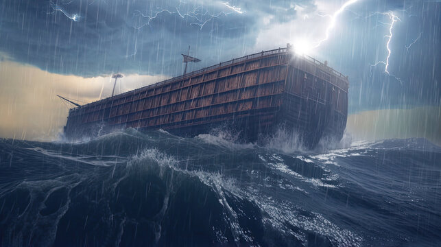 Noah's ark in Storm During the Flood