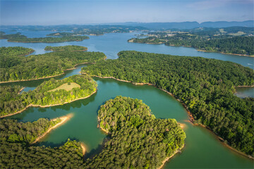 Cherokee Lake, Tennessee. Aerial view of Cherokee Reservoir. - 620325811