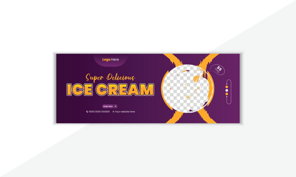 Minimal Food Facebook Cover Design Template With Gradient Color And Vector Shape 