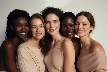 Obraz premium Portrait of beautiful cheerful multiethnic women