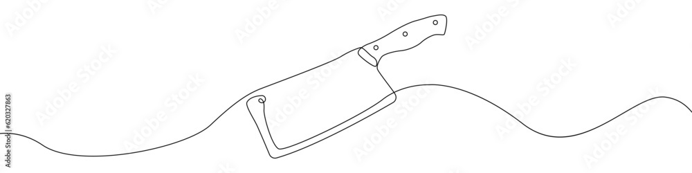 Poster cleaver icon line continuous drawing vector. one line cleaver icon vector background. kitchen knife 