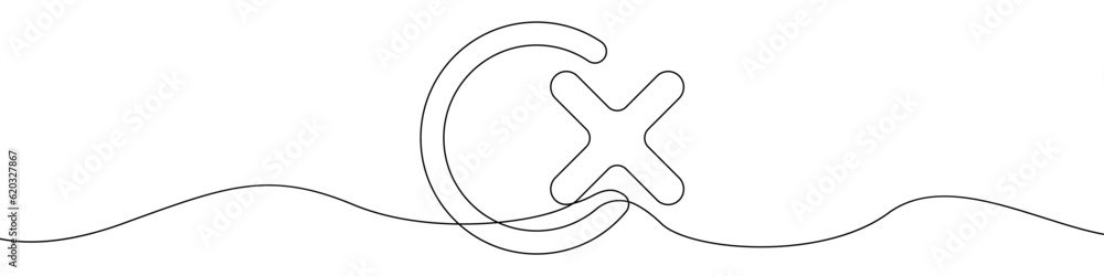 Poster cancel icon line continuous drawing vector. one line cross in a circle icon vector background. cross