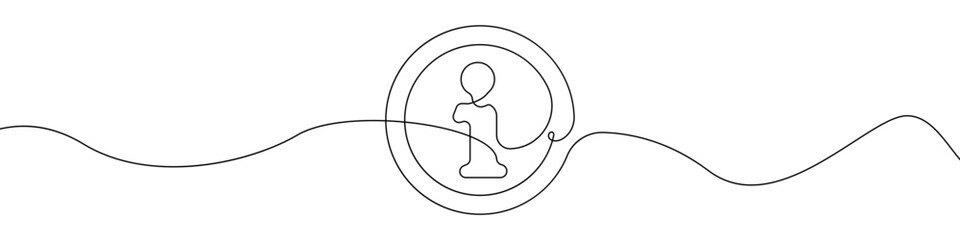 Help sign line continuous drawing vector. One line Help sign icon vector background. certificate icon. Continuous outline of a Information office icon.