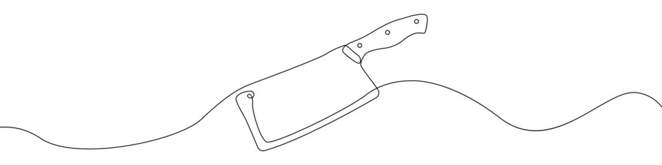 Cleaver icon line continuous drawing vector. One line Cleaver icon vector background. kitchen knife icon. Continuous outline of a chef's knife icon.