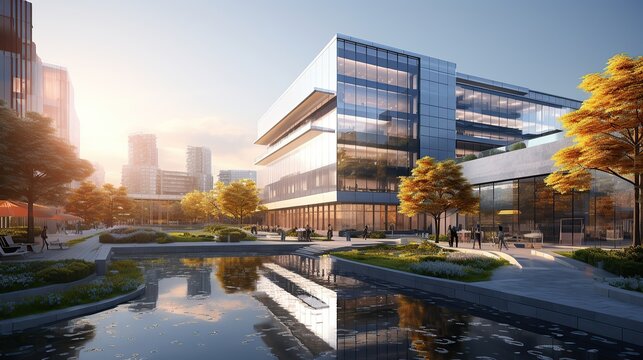 Close-up of modern office buildings,shanghai AI, Generative AI, Generative