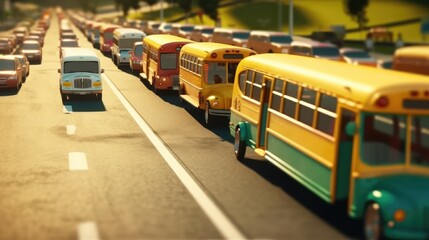 school bus parking, getting everything ready for back to school about to pick up all students