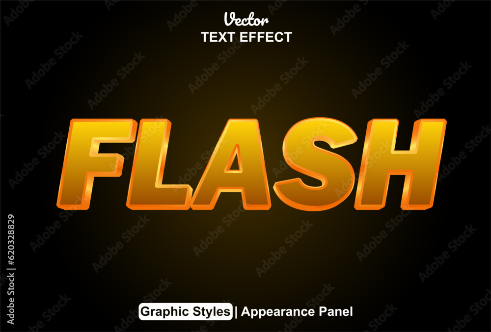 Poster flash text effect with yellow graphic style and editable.