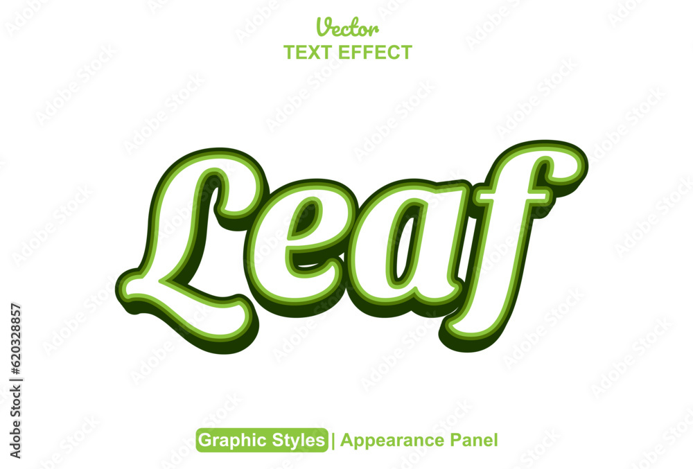 Poster leaf text effect with green graphic style and editable.