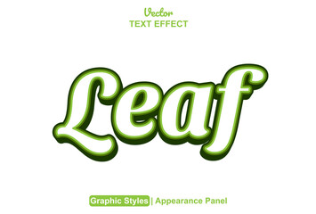 leaf text effect with green graphic style and editable.