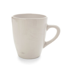 Empty ceramic cup on white background