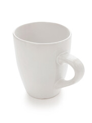 Empty ceramic cup on white background