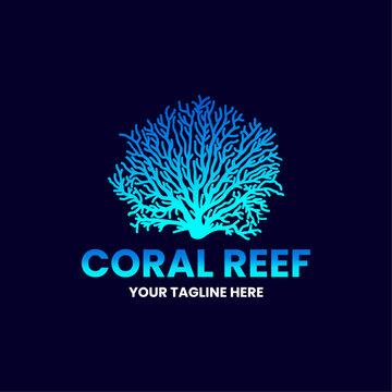coral reef logo design premium vector