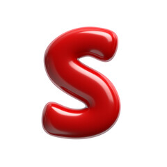 red cartoon letter S - Uppercase 3d glossy font - suitable for events, design or passion related subjects