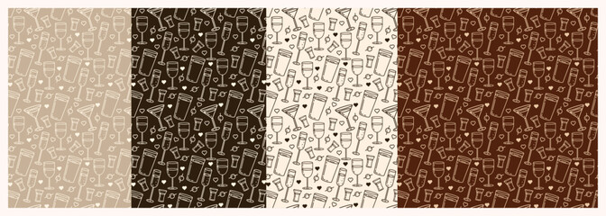 Fototapeta premium Set vector illustration alcohol patterns bar,menu