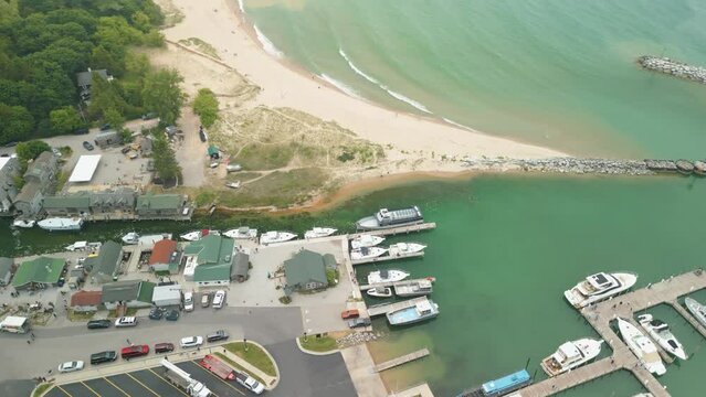 Historic Fish Town in Leland Michigan on the coast of Lake Michigan