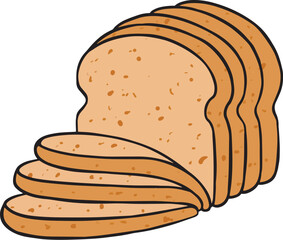 Sliced bread morning food toaster cartoon design element art