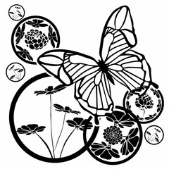 design element flowers with butterfly