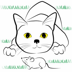 Obraz premium mouse and cat