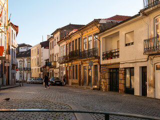 Fototapeta na wymiar Morning spring view of streets and houses of Vila Real, northern Portugal