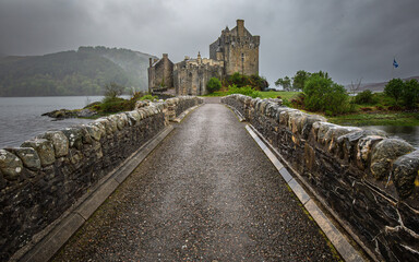 Castle in misty morning