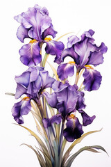 Purple irises on an isolated white background