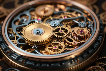 Fototapeta na wymiar Set of gears, representing mechanics, machinery, and precision. Generative Ai.