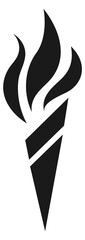 Burning torch black icon. Hot fire sign