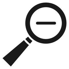 Zoom out icon. Black magnifying glass symbol