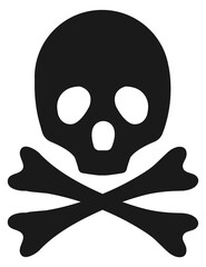 Skull and crossbones black icon. Poison sign. Death danger symbol