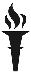 Firing torch icon. Sport success black symbol