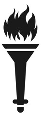Ceremony fire black icon. Torch flame symbol