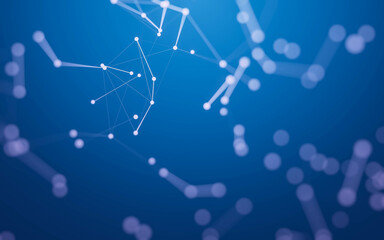 Abstract background. Molecules technology with polygonal shapes, connecting dots and lines. Connection structure. Big data visualization.